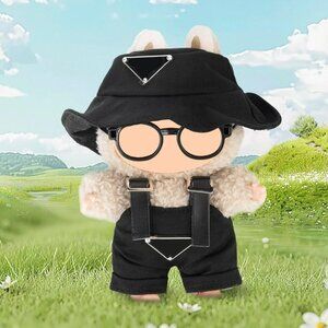 Clothing‎ Labubu 17cm 3 Pc Knit Doll Outfit Sweater Hat Camera Black No Doll